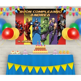 Banner Avengers Striscione Avengers  personalizzato nome festeggiato