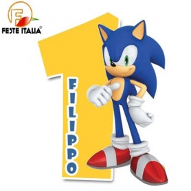 Sagoma decorativa Sonic personalizzabile con nome e numero Allestimenti festa Sonic