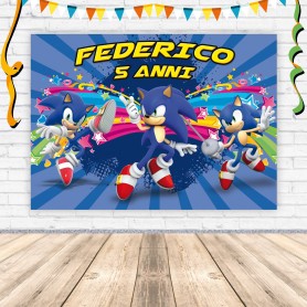 Banner Sonic  Striscione Sonic  Festone Sonic decorazione Parete  Sonic