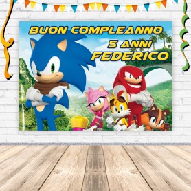 Banner Sonic  Striscione Sonic  Festone Sonic  Allestimenti decorazioni Sonic