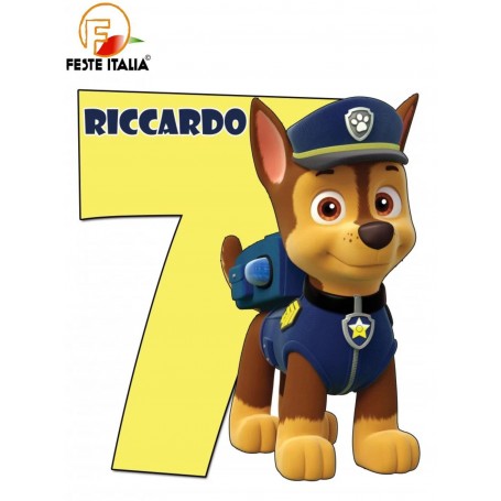 Sagoma decorativa Chase Paw Patrol personalizzabile Decorazione tavola Paw Patrol