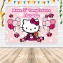 Banner Hello Kitty Striscione Hello Kitty Cm 140X100 Hello Kitty PERSONALIZZATO Compleanno Nome Banner