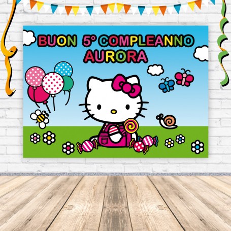 Banner Hello Kitty Striscione Hello Kitty Cm 140X100 Hello Kitty PERSONALIZZATO