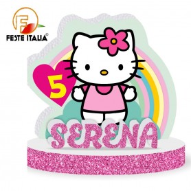 Sagoma Hello Kitty con Nome e Numero 20 cm lunghezza Decorazione Tavola Hello Kitty
