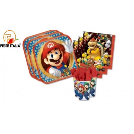 festa super mario piatti,bicchieri,tovaglia,tovaglioli, palloncini,