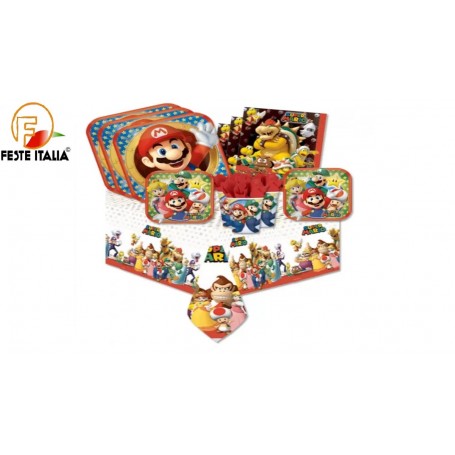 kit compleanno a tema super mario piatti bicchieri tovaglia tovaglioli palloncini, festa super mario,