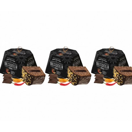 Panettone Nero Siciliano Con Crema di cioccolato di Modica IGP Ricoperto al Cacao e Peperoncino