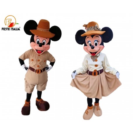 Affitto Noleggio Mascotte Costume  Topolino e Minnie Safari Roma  festa a tema topolino e minnie safari Roma