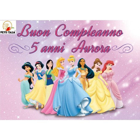 Striscione Banner compleanno Principesse personalizzato festa principesse