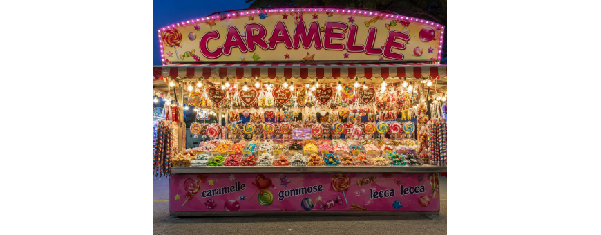Affitto Noleggio Stand Caramelle per Eventi  Stand Luna Park per Matrimoni Fiere e Feste